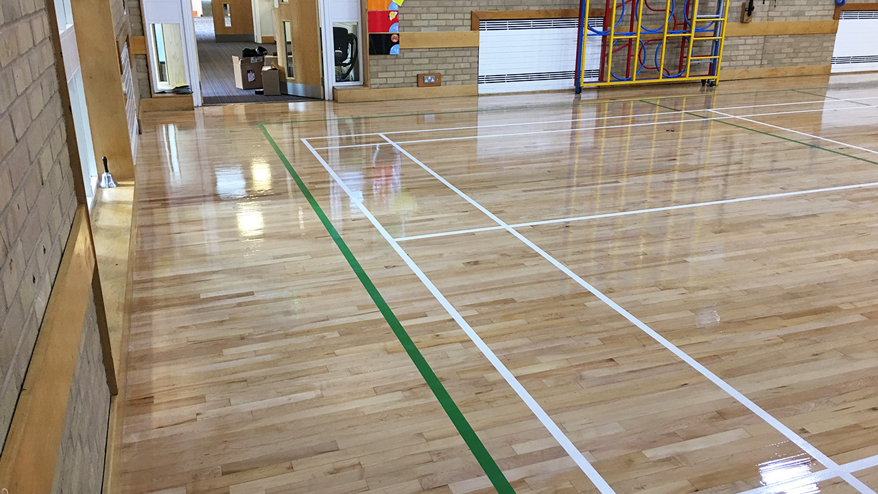 Wood Floor Restoration - Kings Hedges School - www.renue-uk.com