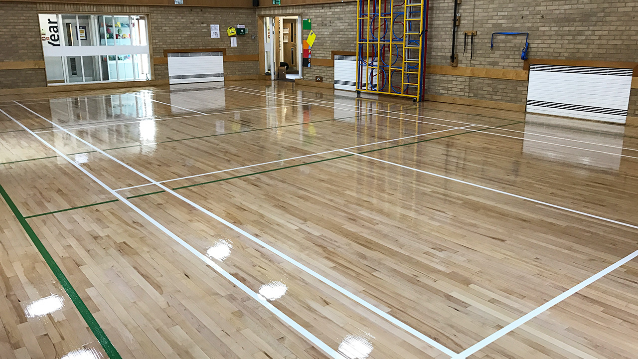 Wood Floor Restoration - Kings Hedges School - www.renue-uk.com